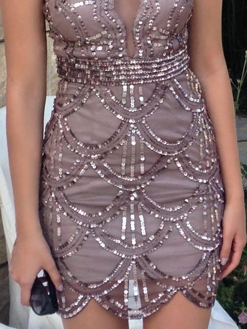 Sequin Mini Dress in taupe mauve